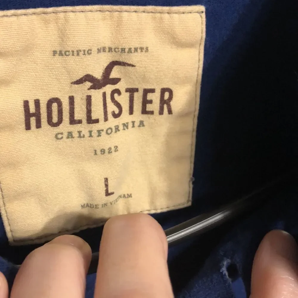 Hollister Blue Long Sleeved Henley Size Mens L